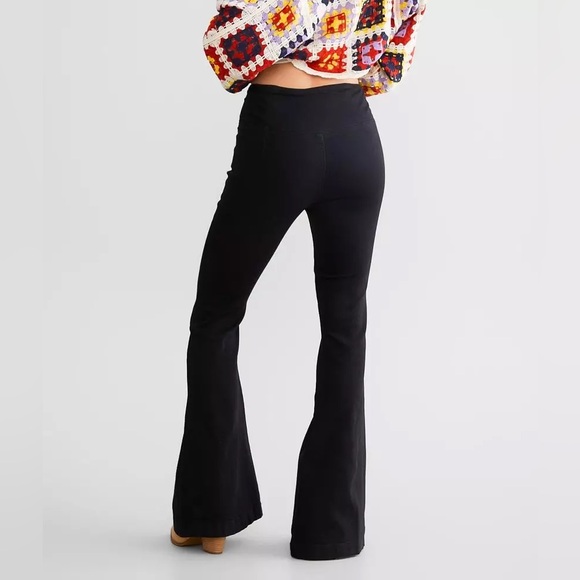 Free People We The Free Venice Flare Stretch Pant Black Size 32 - Picture 2 of 11